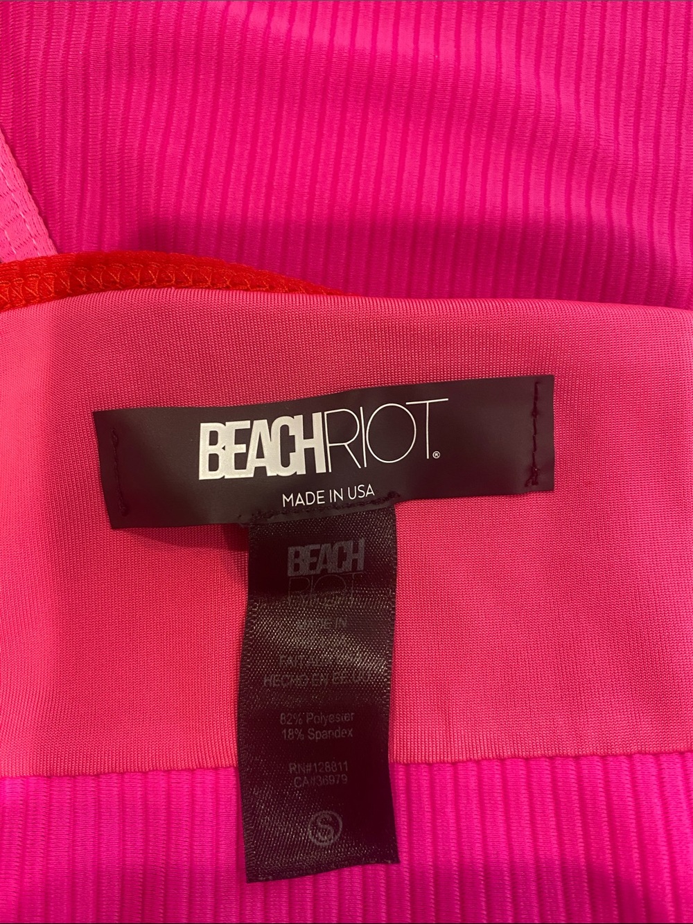 Beachriot Pink and Red Colorblock two-Piece Swimsuit - Picture 6 of 7